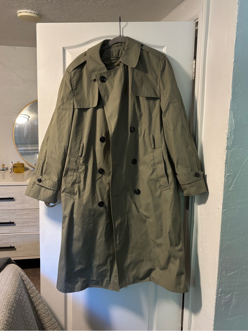 Vintage Defense Logistics Agency Double Breasted Lined Trench Coat